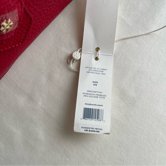 Tory Birch Robinson Pebbled Mini Square Tote - Picture 14 of 14